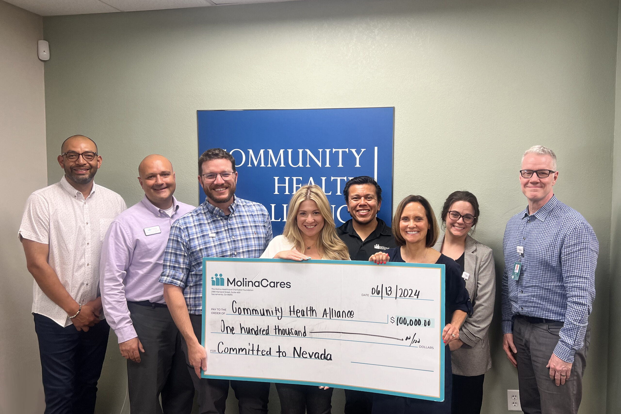 Molina Healthcare Check Presentation to CHA for Maternal Health and MAT Program